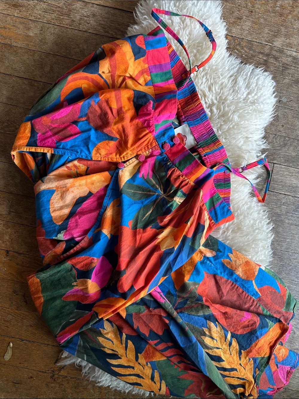 FARM Rio Multi-Color open front Tropical Print Swim Coverup